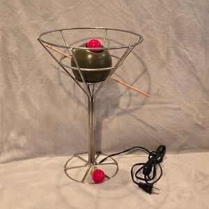 Vintage David Krys 1993 Chrome Martini Olive Bar Light Up Lamp Light Collectible